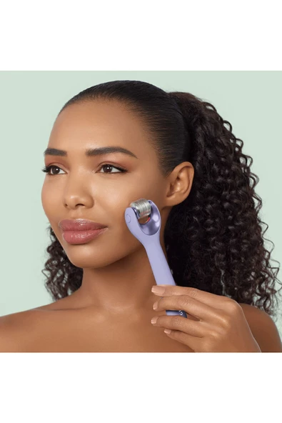 GESKE Mikro İğneli Buz Başlığı Pembe Kuvars Başlıklı Dermaroller Cihaz MicroNeedle Face Roller - 5