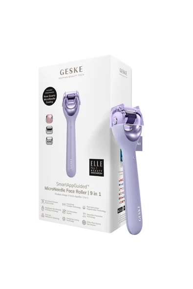 GESKE Mikro İğneli Buz Başlığı Pembe Kuvars Başlıklı Dermaroller Cihaz MicroNeedle Face Roller