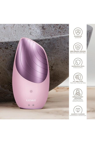 GESKE Sonic Thermo Facial Brush 6'sı 1 Arada Cilt Temizliği, Isıtma Fonksiyonlu Temizleme Yüz Masaj Aleti - 5