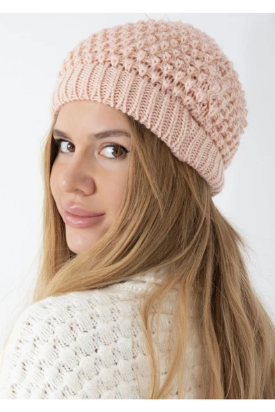 YAASE Kadın Ponponlu Tüylü Bere - 2