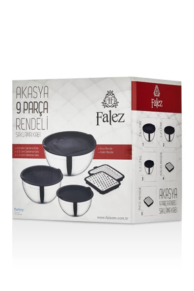 FALEZ Akasya 9 Parça Çelik Saklama Kabı Kırmızı - 6