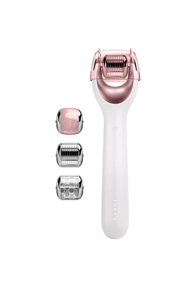 GESKE Mikro İğneli Buz Başlığı Pembe Dermaroller Cihaz MicroNeedle Face Roller - Resim 3