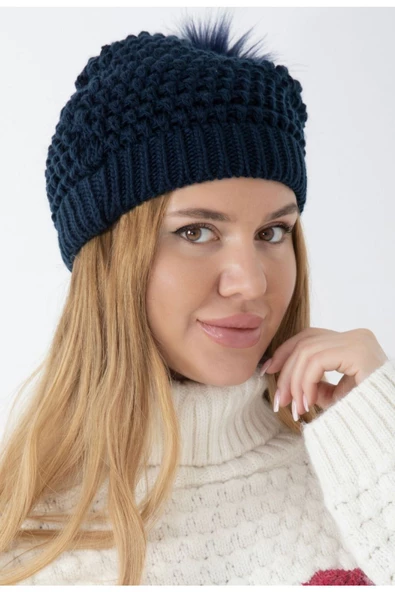 YAASE Kadın Ponponlu Tüylü Bere - 2