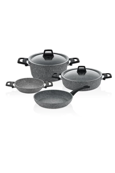 FALEZEV Falez Efes 6 Parça Granit Tencere Seti Gri - 2