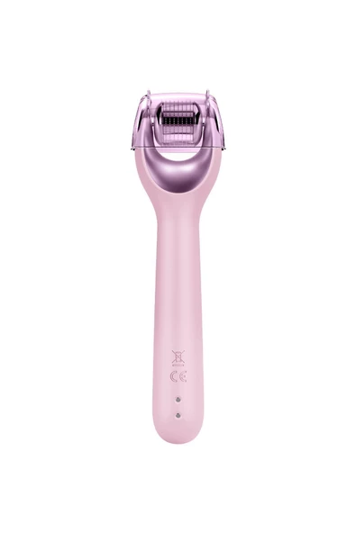 GESKE Mikro İğneli Buz Başlığı Pembe Kuvars Başlıklı Dermaroller Cihaz MicroNeedle Face Roller - Resim 2