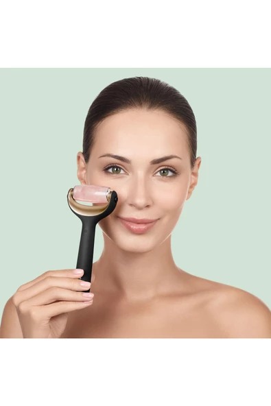GESKE  Mikro İğneli, Buz Başlığı, Pembe Kuvars Başlıklı Dermaroller MicroNeedle Face & Body Roller - Resim 3