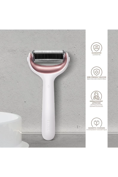 GESKE  Mikro İğneli, Buz Başlığı, Pembe Kuvars Başlıklı Dermaroller MicroNeedle Face & Body Roller - Resim 3