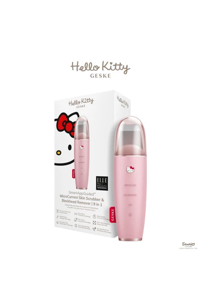 GESKE Hello Kitty Micro akım Cilt Temizleyici ve Siyah Nokta Giderici 9'u 1 arada (Pembe)