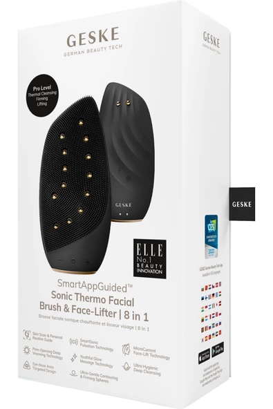 GESKE Titreşimli Mikro Akım Termal Yüz Temizleme ve Cilt Sıkılaştırıcı Cihaz   Sonic Thermo Facial Brush Face-Lifter - 6