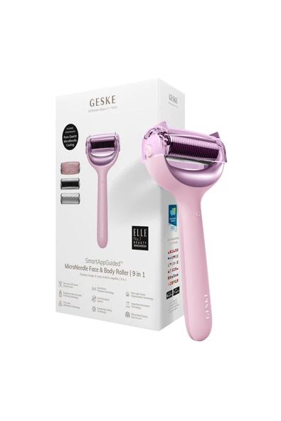 GESKE Mikro İğneli, Buz Başlığı, Pembe Kuvars Başlıklı Dermaroller MicroNeedle Face & Body Roller ürün görseli 1