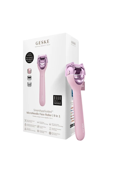 GESKE  Mikro İğneli, Buz Başlığı, Pembe Kuvars Başlıklı Dermaroller Cihaz  MicroNeedle Face Roller - Resim 7