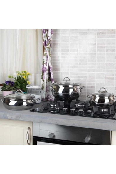 KORKMAZ Tombik Jr Takım 6 Parça 3'lü Tencere Takımı A1801 - 2