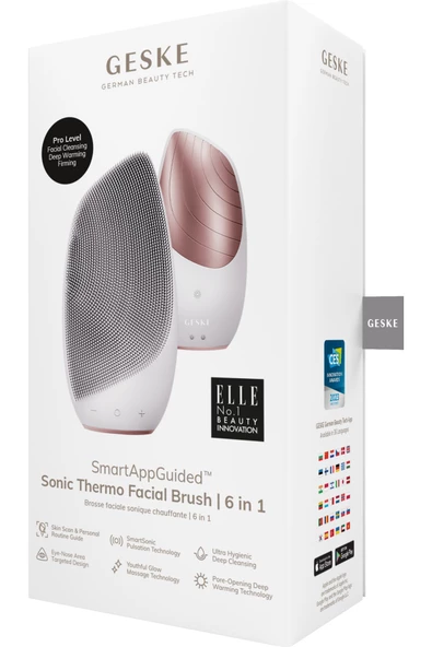 GESKE  Titreşimli Yüz Temizleme ve Isılı Masaj Cihazı  Sonic Thermo Facial Brush - Resim 6