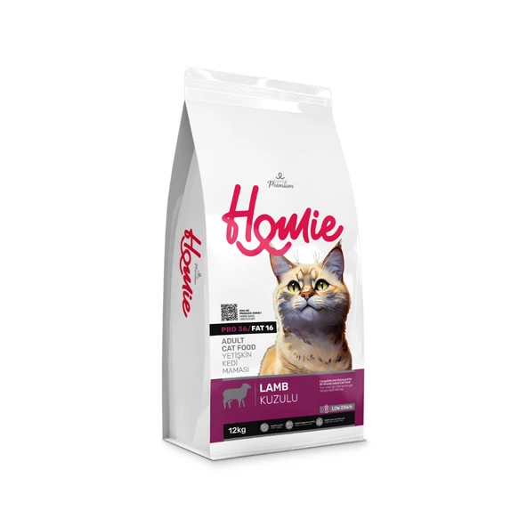 Homie Süper Premium Düşük Tahıllı Kuzu Etli Yetişkin Kedi Maması 12 Kg