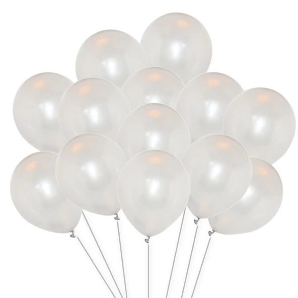 25 ADET VIP KALİTE PARLAK METALİK BEYAZ BALON HELYUM GAZI UYUMLUDUR VIP SHINY METALLIC WHİTE BALLOON