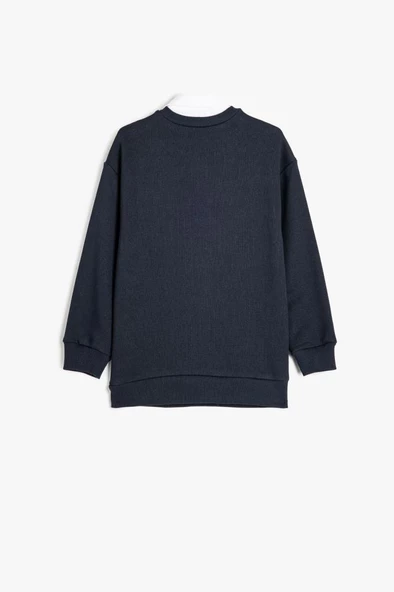 Koton Erkek Çocuk Okul Sweatshirt Basic Okul Gömleği Yaka Detaylı Uzun Kollu Pamuklu - 2