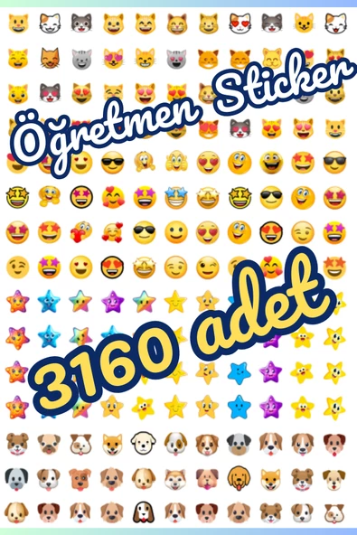 Öğretmen Sticker Renkli Emojilerle Büyük Başarılar 3160 Adet