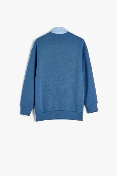 Koton Erkek Çocuk Okul Sweatshirt Basic Okul Gömleği Yaka Detaylı Uzun Kollu Pamuklu - 2