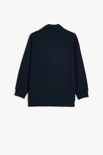 Koton Erkek Çocuk Polo Yaka Sweatshirt Uzun Kollu Düğme Detaylı Pamuklu - 2