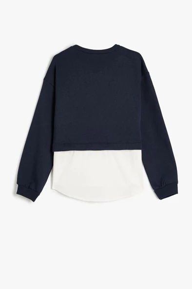 Koton Kız Çocuk Sweatshirt London Şehir Baskılı Bisiklet Yaka Gömlek Etek Ucu Detaylı Şardonlu - 4