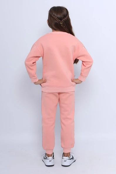 KIZ ÇOCUK 3 İPLİK EŞOFMAN TAKIMI KARAKTER BASKILI ŞERİTLİ C25 - Resim 6