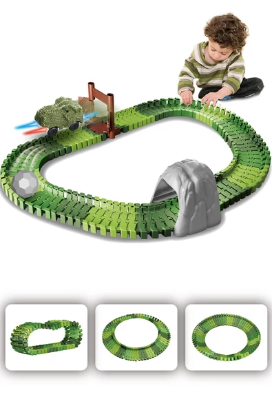 96 Parça Dinozor Temalı Hareketli Raylar Dinozor Araçlı - 3