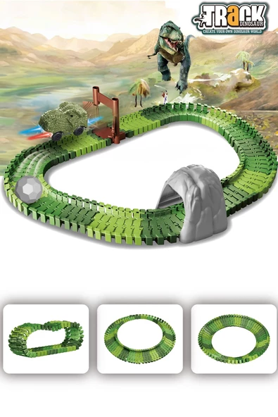 96 Parça Dinozor Temalı Hareketli Raylar Dinozor Araçlı - 5