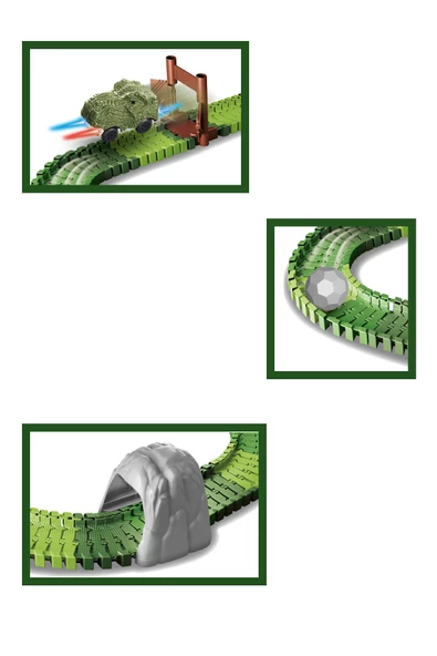 96 Parça Dinozor Temalı Hareketli Raylar Dinozor Araçlı - 4
