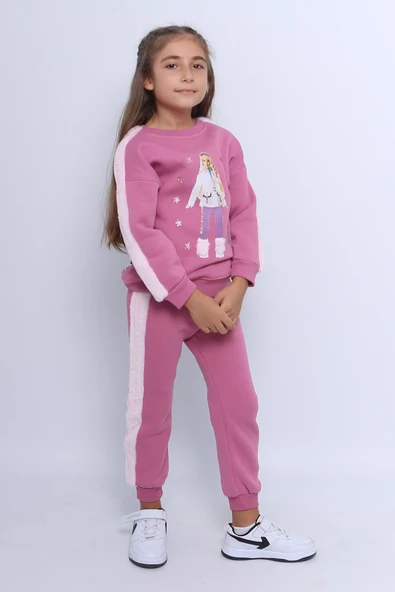 KIZ ÇOCUK 3 İPLİK EŞOFMAN TAKIMI KARAKTER BASKILI C22 - 6