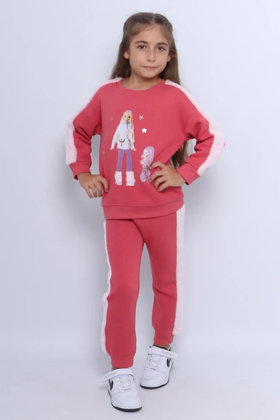 KIZ ÇOCUK 3 İPLİK EŞOFMAN TAKIMI KARAKTER BASKILI C22