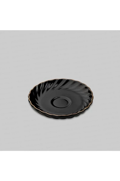 Nehir yasemin porselen yaldızlı çay fincanı seti takımı 6 kişilik siyah - 4