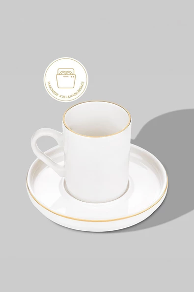 Nehir mira porselen sedef yaldızlı kahve fincan takımı seti  6 kişilik - Resim 4