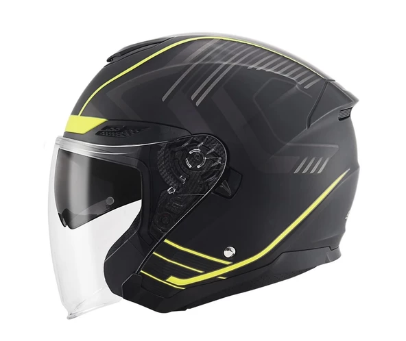 SCOYCO OF-669 CAVALRY MAT SİYAH-NEON YARIM KASK (GÜNEŞ VİZÖRLÜ) - 2