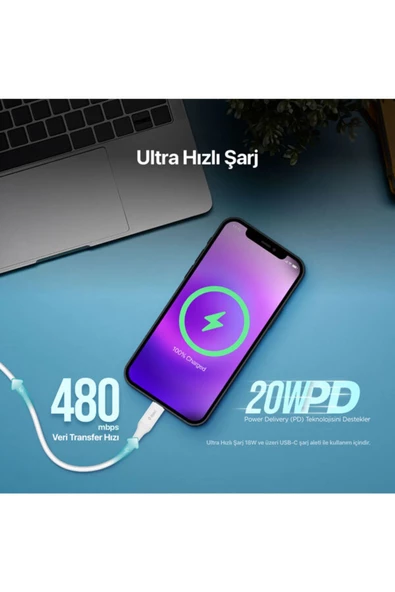 Ttec 2DK40B 1.5 m Siyah Type-C to Lightning Hızlı Şarj Kablosu - 3