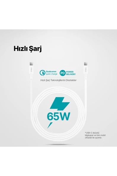 Ttec Usb-c - Usb-c 200cm 65w Pd/qc Hızlı Şarj/data - 2