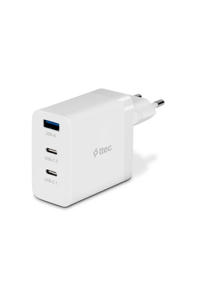 Ttec SmartCharger Trio GAN 65W PD Seyahat Hızlı Şarj Aleti 2 USB-C+USB-A