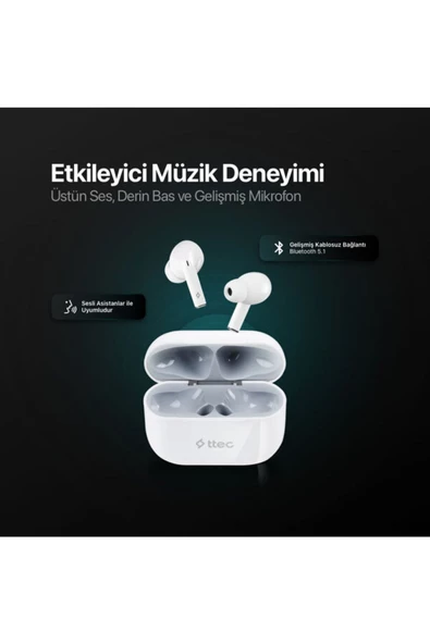 Ttec AirBeat Plus TWS Bluetooth 5.1 IPX6 Dereceli Kablosuz Kulaklık - 2