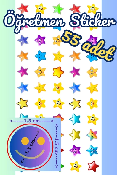 Öğretmen Okul Motivasyon Sticker 55 Adet Yıldız