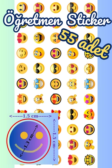 Öğretmen Motivasyon Okul Sticker 55 Adet Neşeli Emojiler
