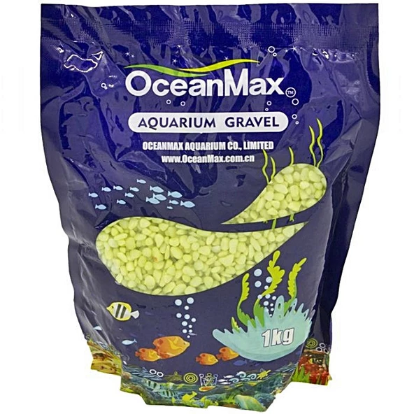 OceanMax Sarı Renkli Çakıl 3-5 mm 1 Kg - Akvaryum Taban Kumu Sarı Çakıl Taşı