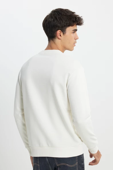 Lee L232501102 Ekru Erkek Lee Dekor Yazılı Bisiklet Yaka İki İplik Sweat - 4