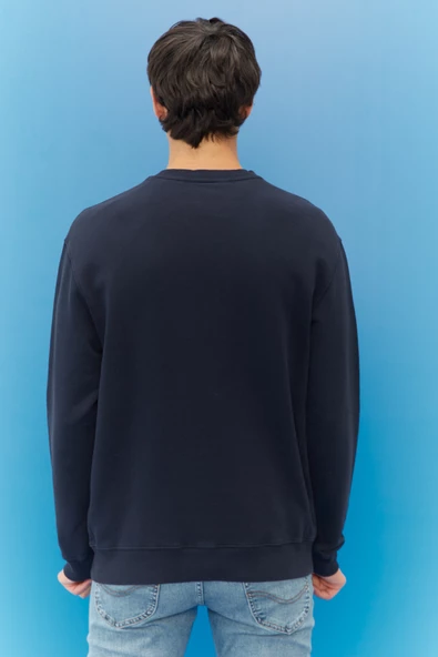 Lee L81IRYMA Lacivert Erkek İki İplik Bisiklet Yaka Sweat - 4