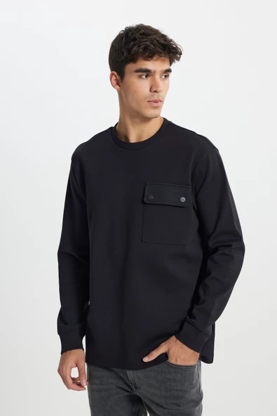 Lee L242498001 Siyah Erkek Bisiklet Yaka Soldan Cep Detaylı Üç İplik Sweat - 2