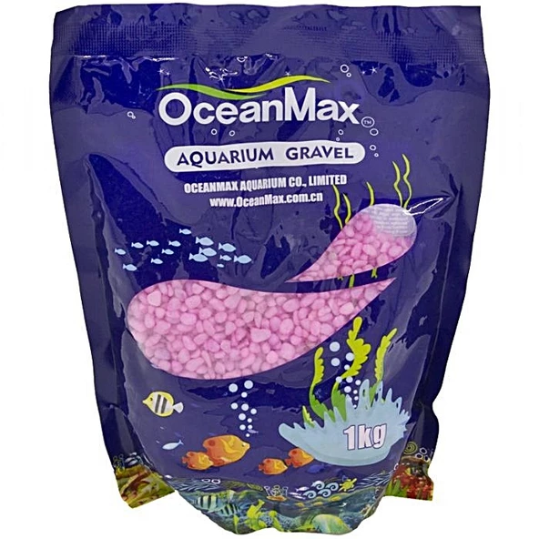 OceanMax Pembe Renkli Çakıl 3-5 mm 1 Kg - Akvaryum Taban Kumu Pembe Çakıl Taşı