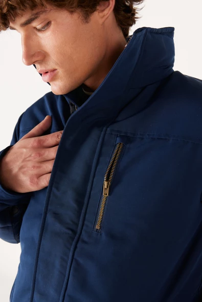 Wrangler W40BWW114 Lacivert  Erkek Yarı Balıkcı Boydan Fermuarlı ve Düğmeli Mont - 3