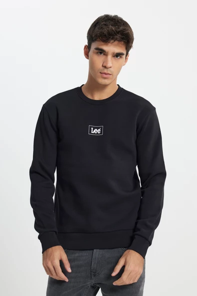 Lee L212299001 Siyah Erkek Lee Baskılı Bisiklet Yaka Üç İplik Sweat