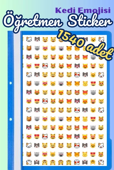 Öğretmenler Için Motivasyon Sticker Seti 1540 Adet Karışık Kedi Emoji