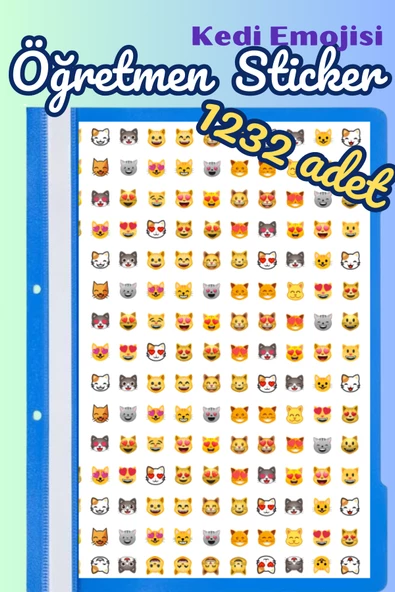 Öğretmenler Için Motivasyon Sticker Seti 1232 Adet Karışık Kedi Emoji