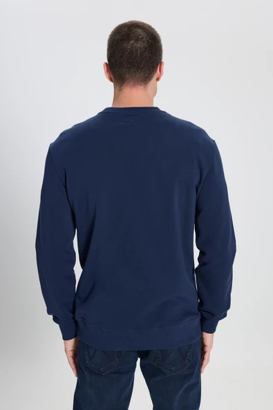 Wrangler W212025410 Lacivert Erkek Yazı Detaylı İki İplik Bisiklet Yaka Sweat - 5