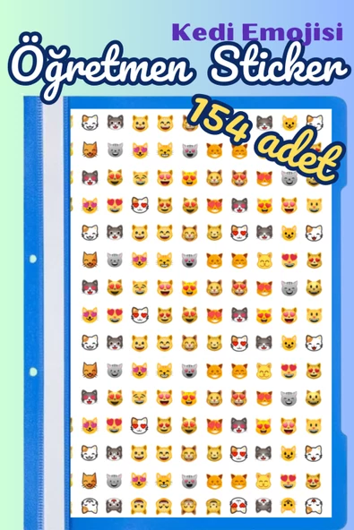 Öğretmenler Için Motivasyon Sticker Seti 154 Adet Karışık Kedi Emoji